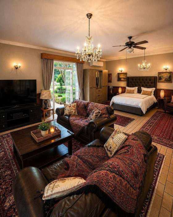 Roy Graham Suite lounge framed by panoramic garden windows