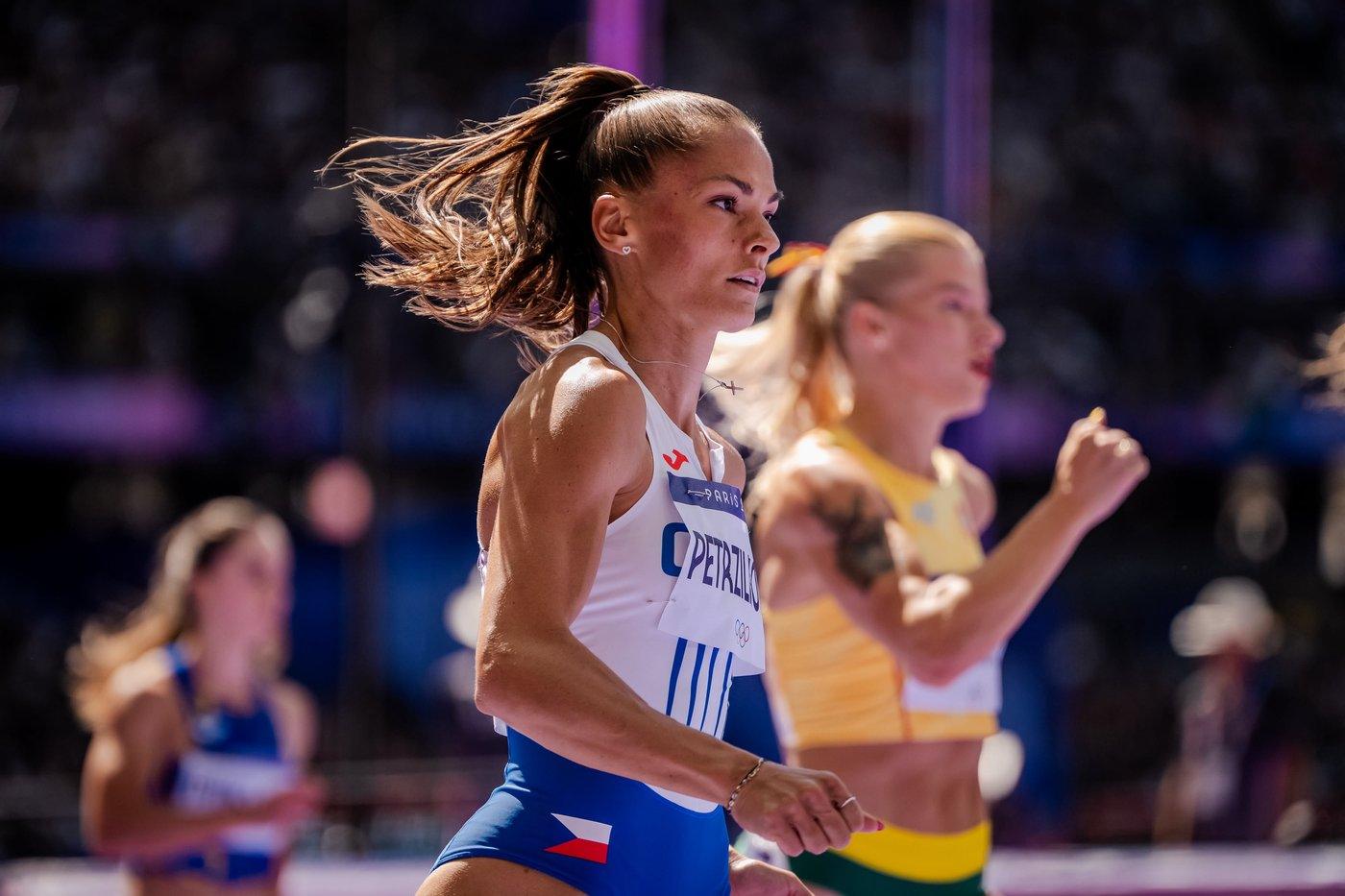 Tereza Petržilková racing at the Paris 2024 Olympics